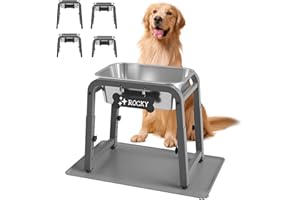 TIDANT 1.2 Gallon Elevated Large Dog Water Bowl with Mat, 4 Height Adjustable 12-17", Raised Dog Water Bowl Stand for Large Breed