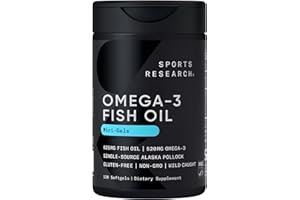 Sports Research® Omega-3 ­­Fish Oil Mini-Softgels - Sourced from Wild Caught Alaska Pollock - Burpless, Bovine Free, Non-GMO, & MSC Certified Sustainable - 120 Count