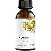 THORNE - Vitamin D + K2 Liquid with a Metered Dispenser - Vitamins D3 & K2 to Support Healthy Bones & Muscles* - 1 Fl Oz (30 ml) - 600 Servings