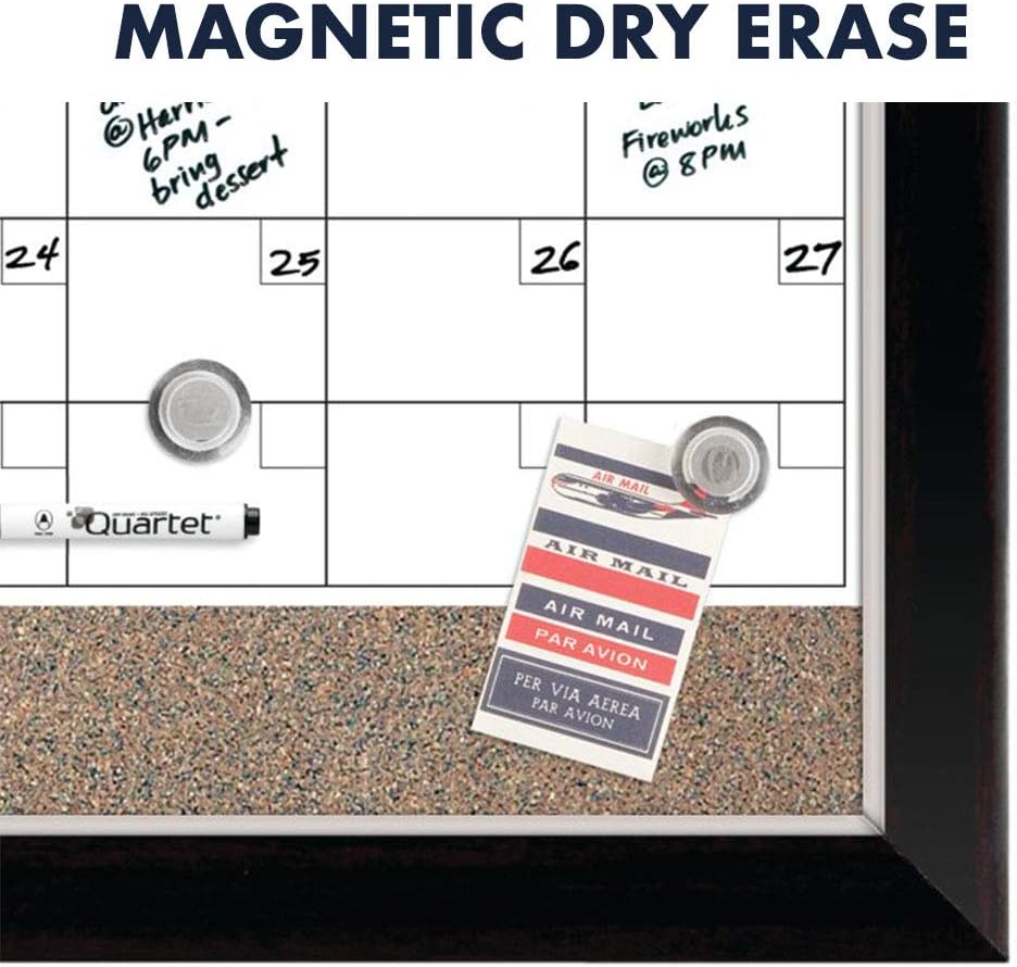 Quartet Combination Magnetic Whiteboard Calendar & Corkboard, 17" x 23" Combo Dry Erase White Board & Cork Bulletin Board, Perfect for Office, Home School Message Board, Wood Frame (22476) : Wall Calendars : Office Products