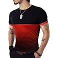 LOGEEYAR Maglietta Uomo Slim Fit A Contrasto – Maniche Corte, Tessuto Sfumato, 100% Cotone, Taglia XL