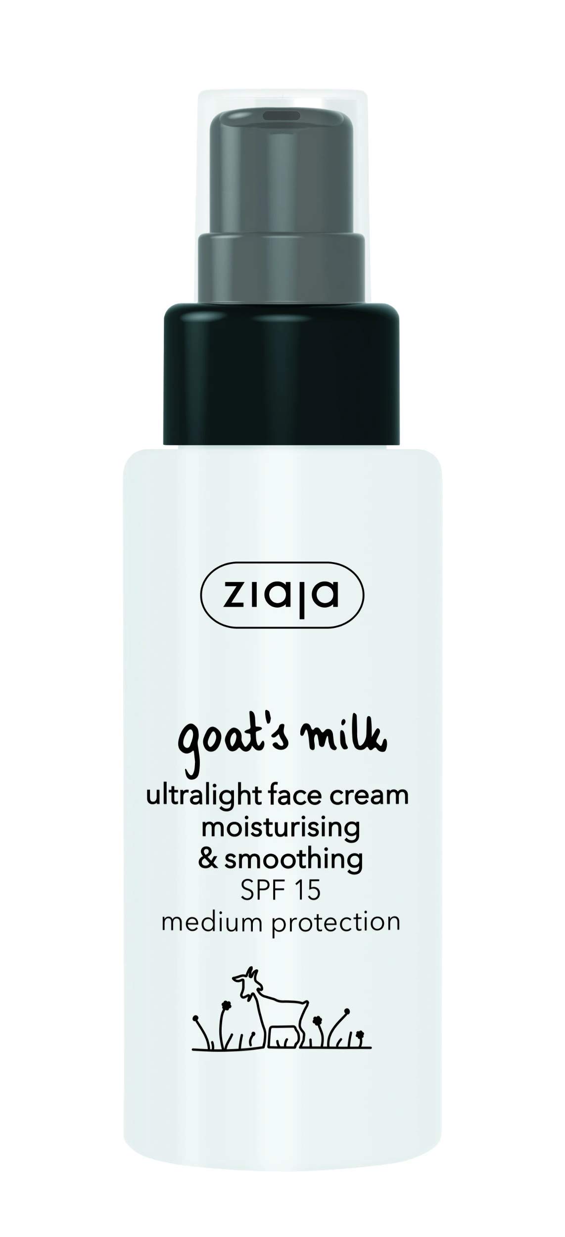 Ziaja Goat’s Milk Ultralight Face Cream SPF 15, 50 ml - Hydrating Daily Moisturizer for Dry & Sensitive Skin, 50 ml