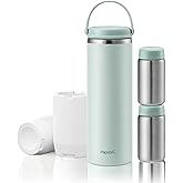 Papablic Innovative 360° CapsuleChill Breastmilk Cooler for 36H Safe Storage, 20oz Stress-Free Portable Breast Milk Chiller with 2pcs Stainless Steel Baby Bottles for Work & Travel, Mint Green