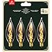 GLOBE Electric 1327 25W Vintage Edison CA10 Flame Tip Incandescent Filament Light Bulb, 4 Pack, E12 Base, 01327, 4