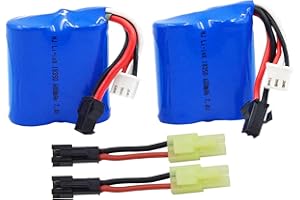 Blomiky 2 7.4V 600mAh 4.44Wh Lion Battery with SM-2P Black 2 Pin Plug for Skytech TKKJ Blue Boat H100 H102 H106 and H120 RC Ship Boat H100 Battery 2