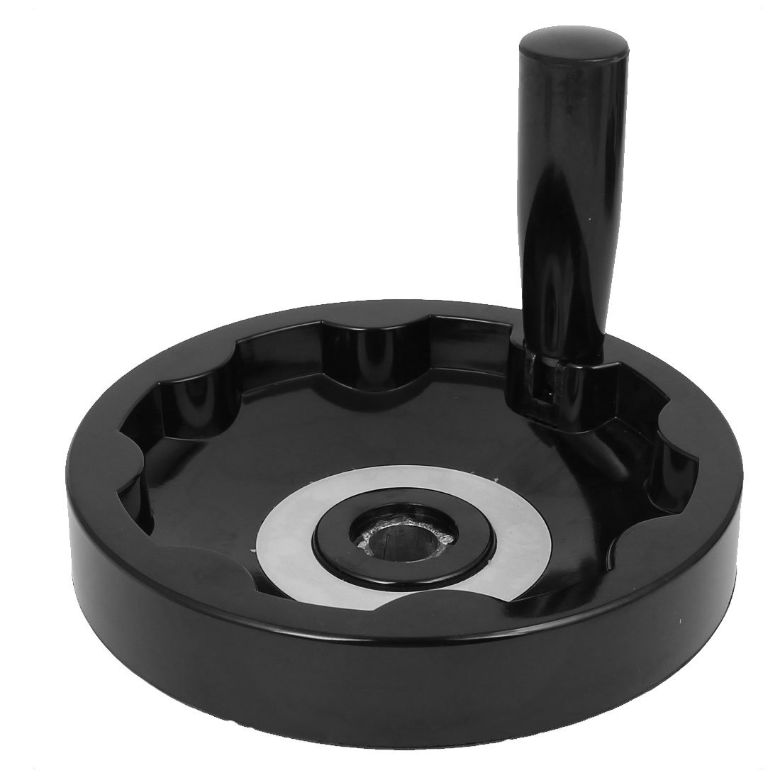 Sourcingmap 16mm Dia Hole Milling Machine Folding Handle Inside Ripple Hand Wheel Black 155mm Wheel Dia