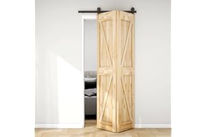 CCJH 3FT/36Inch Bifold Barn Door Hardware Kit, Sliding Barn Door Hardware, Top Mount Rollers, Black