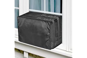 Window Air Conditioner Cover Outdoor, TRELC Air Conditioner Defender Winter AC Window Unit Cover with Adjustable Straps, Bottom Covered (Black, 21.26 x14.56 x 15.74 inch)