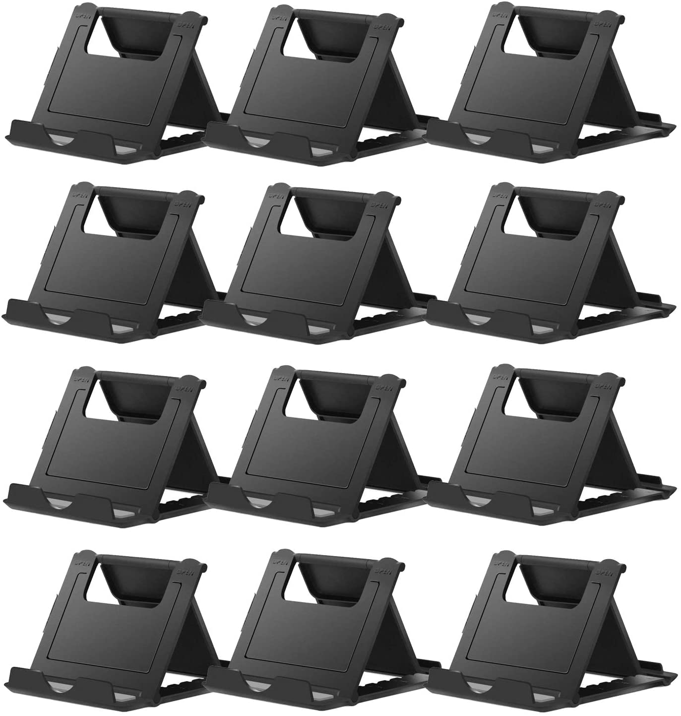 Photo 1 of Cell Phone Stand, 12 Pack Tablet Stand Adjustable, Universal Foldable Multi-Angle Pocket Phone Stand for Desk,Compatible with Phone 13 12 11 Pro XS Max X 8 6S Plus All Android Smartphones,(Black)