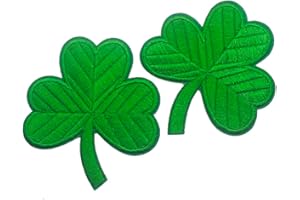 2PCS Iron on Patches, GodEagle St. Patrick's Appliqued Patches, Embroidered Irish Shamrock Clover Patches for Backpacks, Jeans, Jackets and Clothes