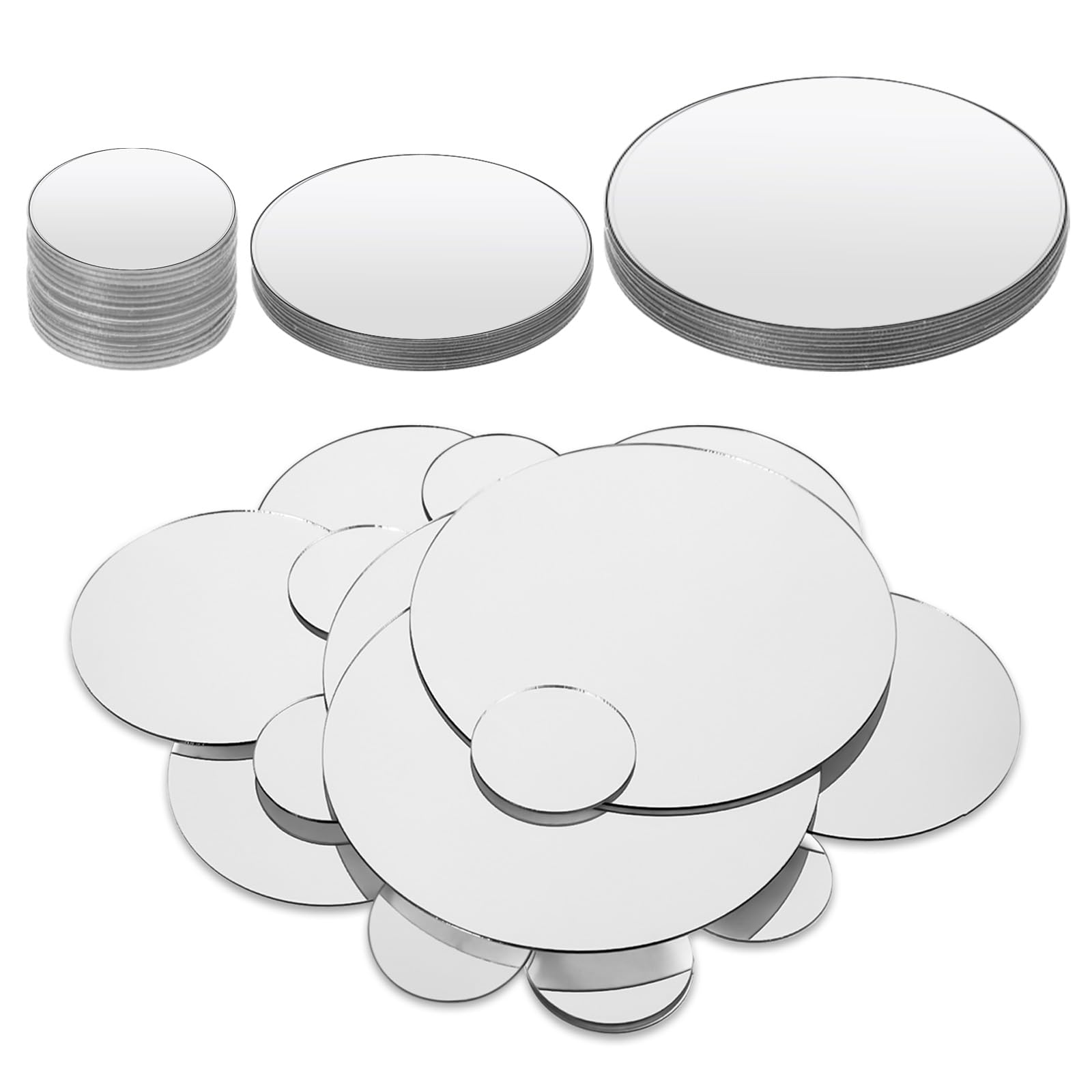 Photo 1 of Psyqtsuary 40 Pcs Mini Size Round Mirrors, Small Round Craft Mirrors, Mirror Stickers Adhesive Mirror, Mini Mosaic Mirror Tiles(1", 2", 3")