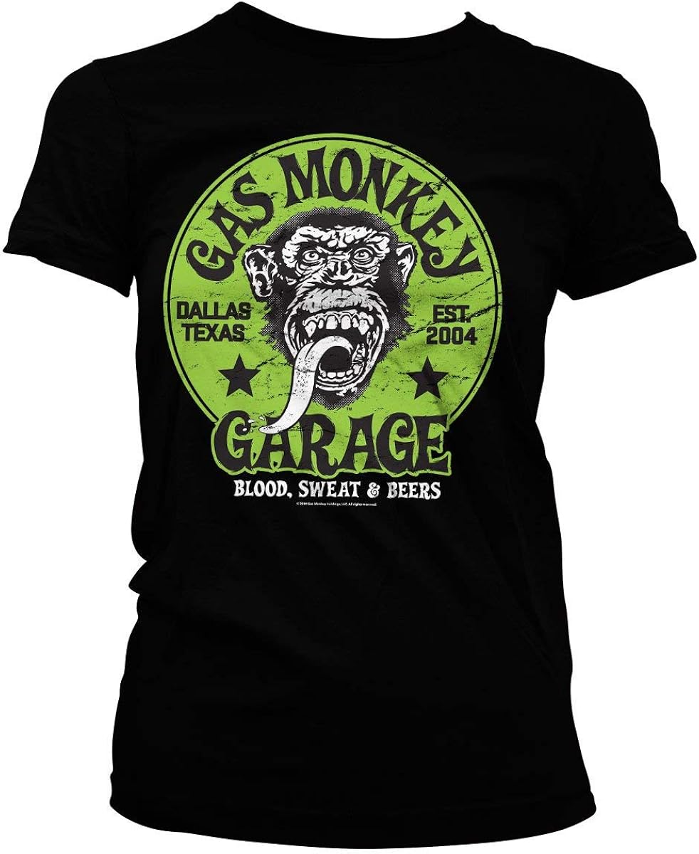 Gas Monkey Garage Officially Licensed Merchandise Green Logo Women T-Shirt at Amazon Women’s ...