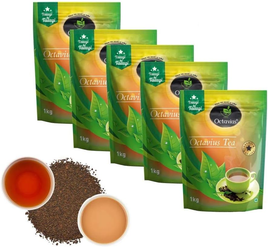 Octavius Premium Assam CTC Chai (1Kg Pack of 5) | Strong Kadak Granulated Premium Black Tea - 5Kg