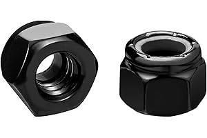 CARLWIN 25pcs 1/4-20 Nylon Insert Hex Lock Nuts, 304 Stainless Steel Locknuts, UNC Nuts Fasteners, 1/4" Stainless Nuts with Nylon Insert for Secure Locking, Black Zinc Finish