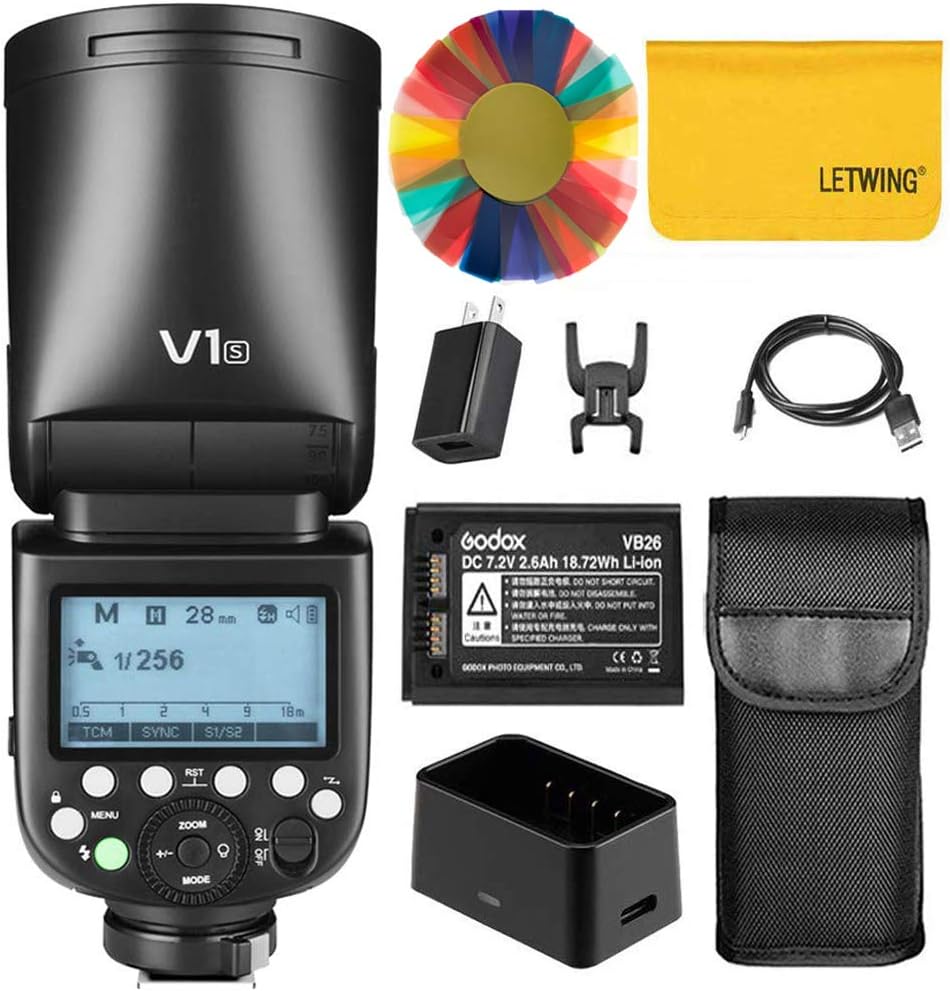 Godox V1-S V1S Round Head Camera Flash for Sony 1/8000 HSS 2.4G Wireless X System Flash Speedlight for Studio Portrait Wedding Photography