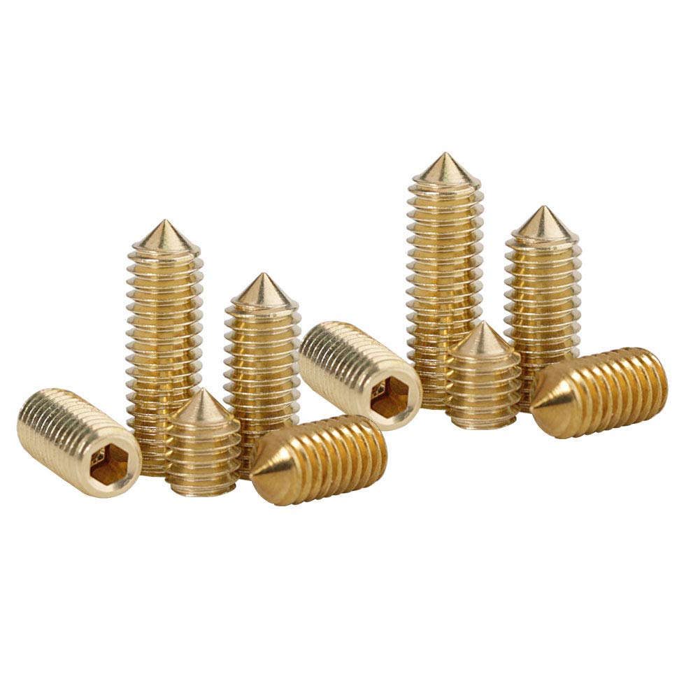 BOZONLI Grub Screws Metric Thread Brass Cone Point Hex Socket Set Screw Allen Bolts, M5×6mm,20 pcs