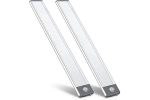 LEPOTEC LED Motion Sensor Light,Under Counter Lighting, Wireless USB Rechargeable Kitchen Night Lights,Battery Powered Operated Light,54-LED Light for Wardrobe,Closets,Cabinet,Cupboard, 2 Count (Pack of 1)