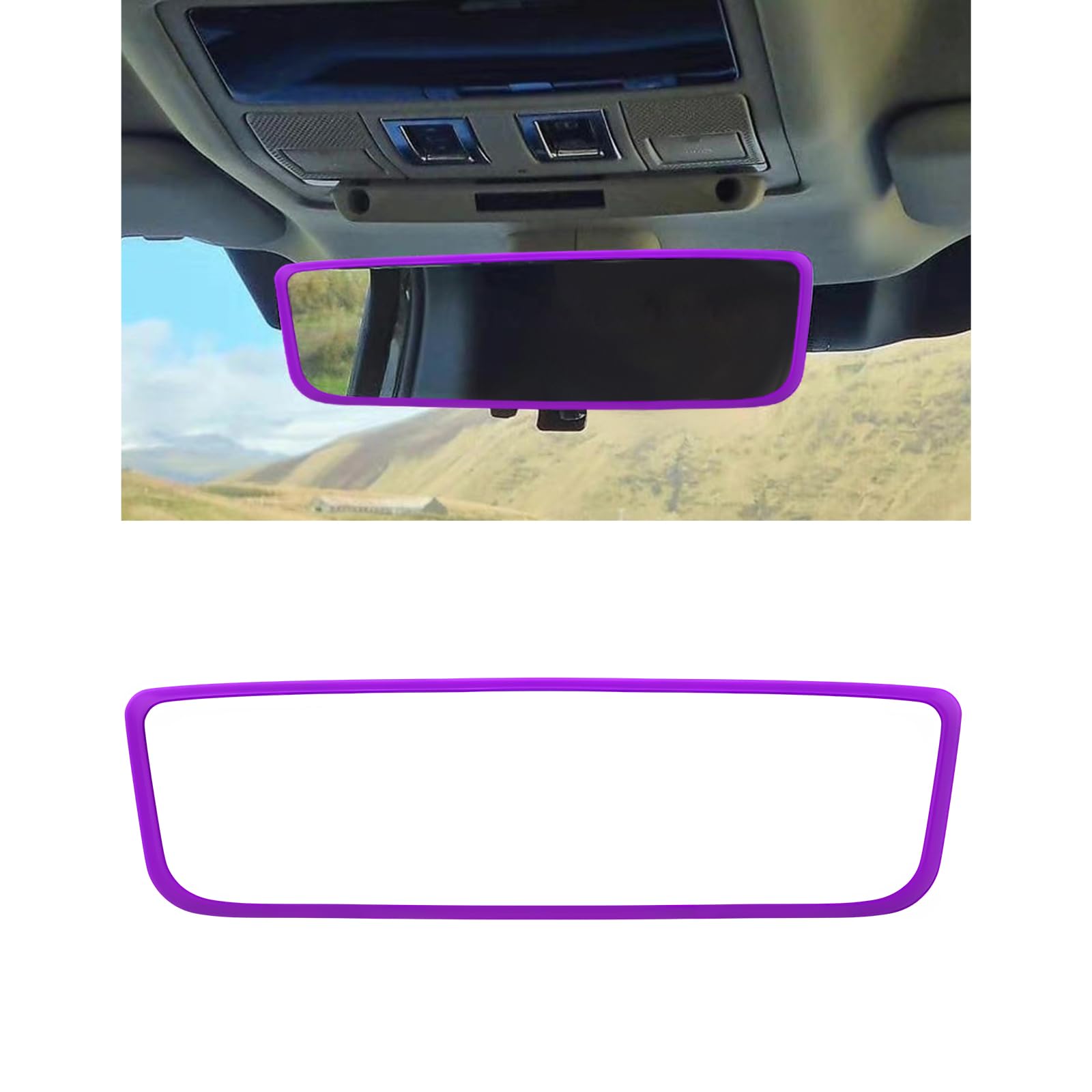 Photo 1 of Wevdn Rear View Mirror Protector Frame, Silicone Car RearView Mirror Cover Compatible with Model 3 and Y, Auto Interior Decoration Gifts, Car Accessories (Purple)