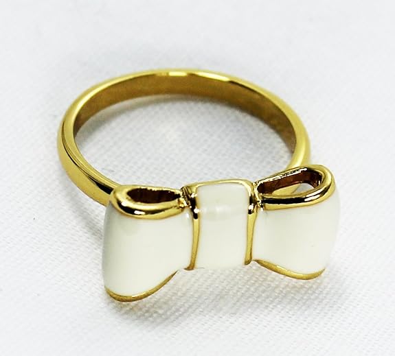 Kate Spade New York "Take a Bow" Ring, Cream with Gold Tone Trim UK