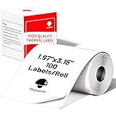 Phomemo Thermal Labels- Sticker Label for M110/M221/M220/M120/M200 Label Printer,1.97"x3.15"(50x80mm),100 Labels/Roll, Black on White