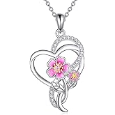 AXOMY Tulip Sunflower Rose Lily of the Valley Sterling Silver Flower Heart Pendant Necklace Gifts for Women Mother Flower Lover