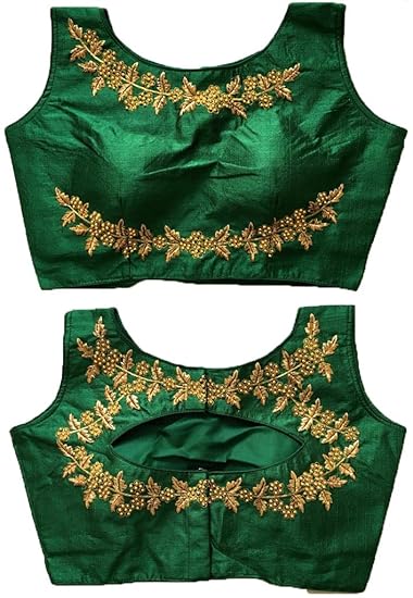 Women's Multicolor Boat Neck Design Maggam Work Readymade Blouse For Saree Blouse And Lehenga Choli