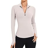 AKEWEI Womens Long Sleeve Workout Tops Quarter Zip Pullover Quick Dry Crop Athletic Slim Fit Yoga Shirts