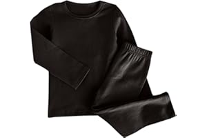 Kids Cotton Thermal Shirt Outfits 2 Piece Long Sleeve Crew Neck Tops Pants Set Boys Girls Warm Plain Pullover Clothes