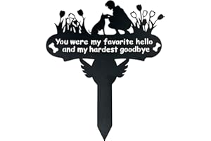 ENZUO Dog Grave Marker, 12"X 14" Metal Baked Enamel Memorial Dog Stake for Cemetery Decorations, Waterproof Pets Headstone Plaque for Outdoors, Lost Sympathy Tombstone Memorial Garden Sign Gift (Love)