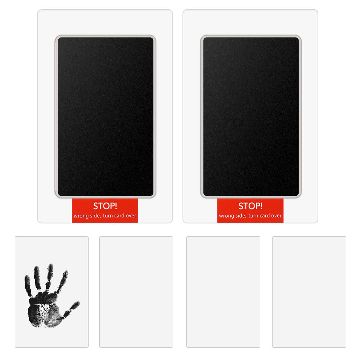 2 Pack Inkless Hand and Footprint Kit Ink Pad for Baby Handprint or Footprints Dog Pet Paw Newborn Clean Touch Safe Print Stamp Pads Kit Inkless Hand Imprint Cards Family Memory Keepsake Gift (Black)