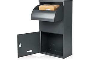 Ydocabinit Package Delivery Boxes for Outside,Extra Large Mailbox,Galvanized Steel Parcel Mailbox,Wall Mounted Lockable Anti-Theft for Outdoor Porch,Curbside,Grey,BG010A