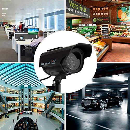 TOROTON Bullet Dummy Fake Surveillance Security CCTV Solar Powered Camera Simulation Monitor with LED Flashing Light, Outdoor and Indoor Use for Homes & Business, 1 Pack - Thumbnail 6