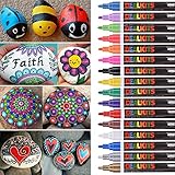 DealKits 16 Colors Paint Marker Pens for Rock Painting [Oil-Based] [Quick Dry] [Water Resistant] for Art Rock Painting Wood Glass Metal and Ceramic, Medium Tip