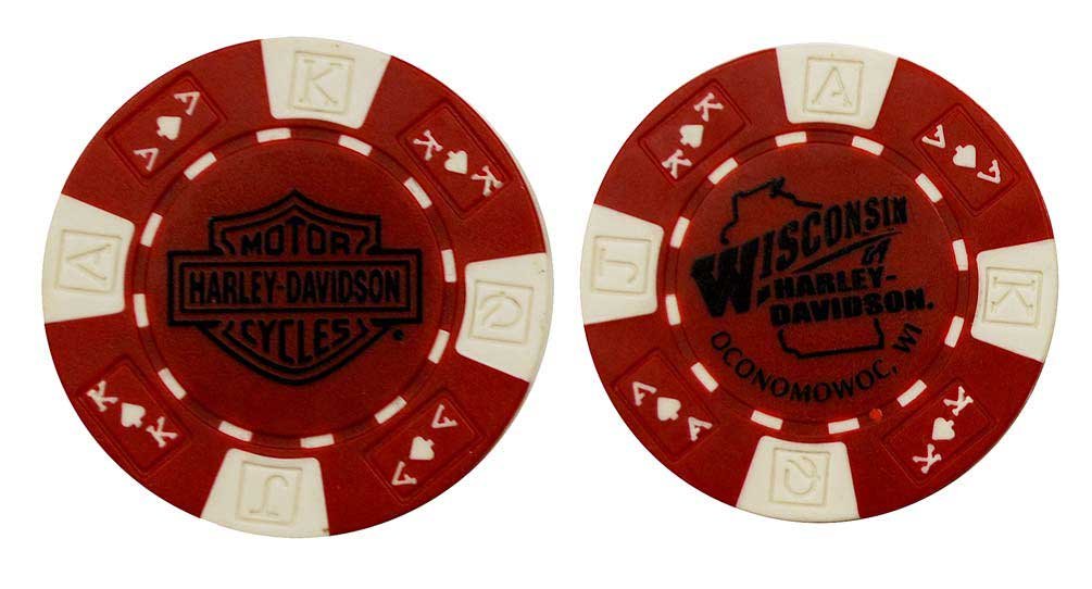 HARLEYDAVIDSON Wisconsin Poker Chip Red & White CHIP Sports & Outdoors