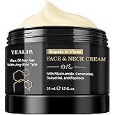 Mens Face & Neck Moisturizer Cream, Firming, Lifting & Anti-Aging Cream with Peptides, Bakuchiol, Niacinamide & Ceramides, Oil-Free Formula, Day & Night Use, Gifts for Men, 1.7 Fl Oz