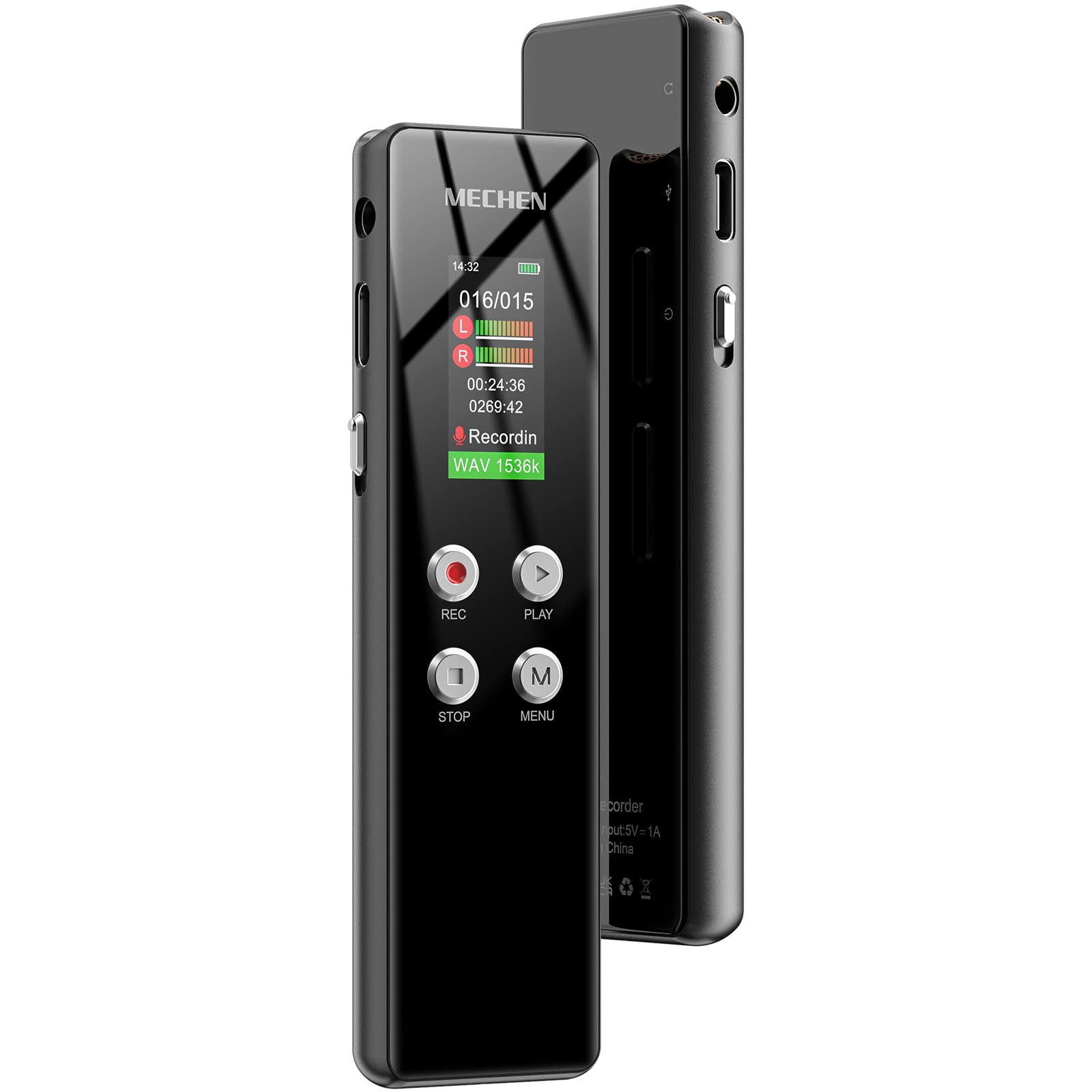 64GB Digital Voice Recorder - MECHEN Voice Activated Recorder with Playback,Audio Recording Device for Lectures Meetings,Dictaphone，A-B Loop Playback,Password,MP3 Player.