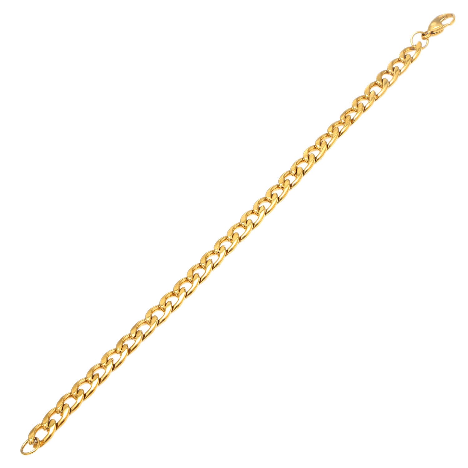 DonDon Men's Curb Chain Bracelet Stainless Steel Gold Length 22 cm 8,7" Width 0,7 cm 0,28"