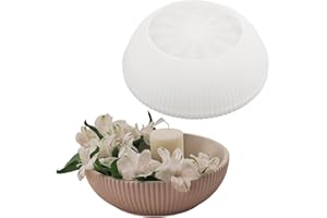 NINEXY Large Striped Storage Bowl Silicone Mold Succulent Flower Pot Planter Vase Plaster Mold Cement Clay Candle Vessel Casting Moulds (L)
