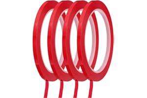 MECCANIXITY Whiteboard Tape 3/16" / 5mm Self Adhesive Graphic Chart Line Tape 72 Yard Grid Marking Stickers for Pinstripe Dry Erase Board Scrapbooking DIY Art Crafts, Red, Pack of 4