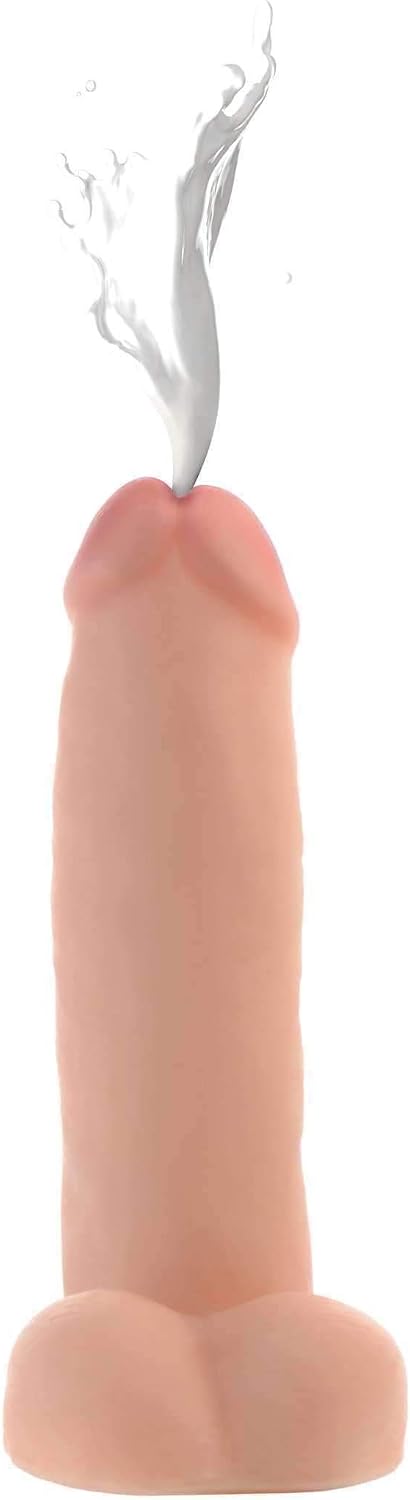 XR Brands 8-Inch Realistic Dual Density Squirting Dildo, Flesh - Image 3