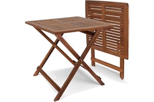 cucunu Outdoor Folding Side Table 27x27“ for Patio, Garden & Camping - Adirondack Table Made of Acacia Wood - Coffee & Dining End Tables