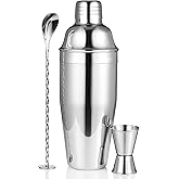 Etens Cocktail Shaker Set | Bar Set Shaker Cocktail Kit w/ 24oz Martini Shaker, Measure Jigger, Mixing Spoon | Perfect Drink 