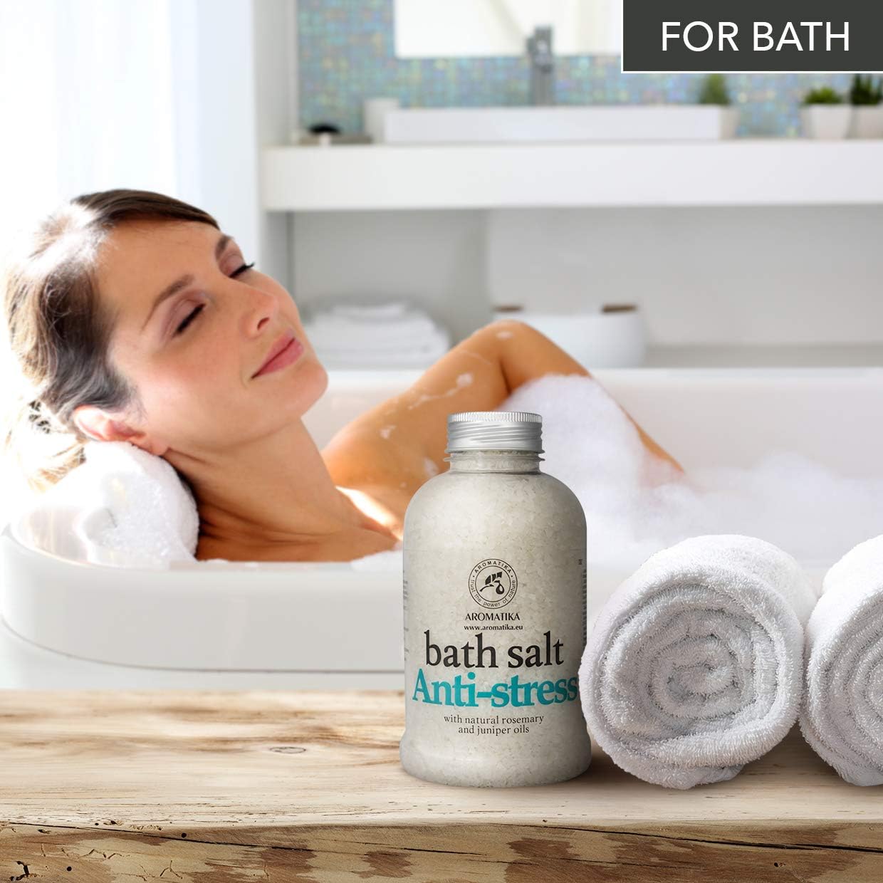 AROMATIKA Anti Stress Bath Salts with Rosemary & Juniper Essential Oils - Image 4