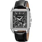 SKMEI Square Watch for Men Business Stainless Dress Fashion Chronograph Waterproof Luxury Analog Simple Fathers Dad Gifts Gold Black Wrist Watches