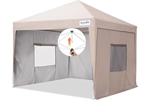 Quictent Easy Pop up Canopy Tent 8'x8' with 4 Detachable Window Sidewalls, One Person Setup, Waterproof Outdoor Portable Vendor Event Tent Shelter Enclosed, Wheeled Bag Included