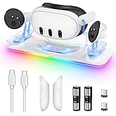 Charging Dock for Meta Quest 3S/Quest 3, YUANHOT Fast Charging Station with Color RGB Light for Oculus Quest 3S/3 Accessories