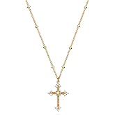 MTMY Gold Cross Necklace 14K Gold Plated Dainty Gold Cross Pendant Necklace for Women Delicate Necklace Jewelry