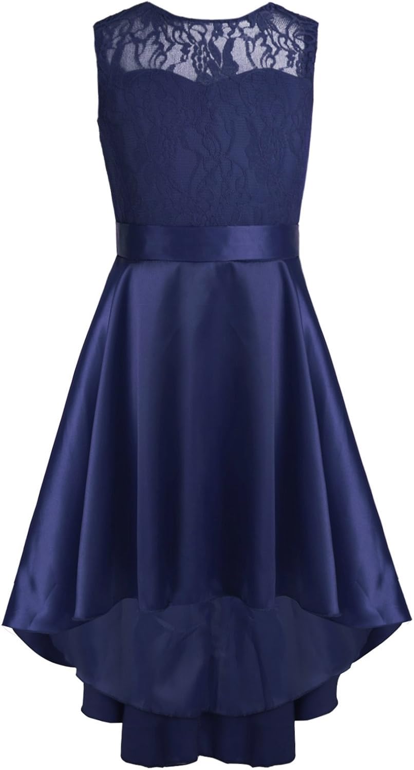 iiniim Vestito Lungo Bambina Elegante Principessa Chiffon Tutu Abito da Sera Cerimonia Damigella d'Onore Comunione Vestiti Bimba Festa Azzurro 7-8 Anni