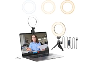 ATUMTEK Ring Light for Laptop, 2800k-6600K 5" Dimmable Led Ring Light with Mini Tripod and Clip on Laptop Monitor for Video Conference/Remote Working/Zoom Calls/Streaming/YouTube Video/TikTok