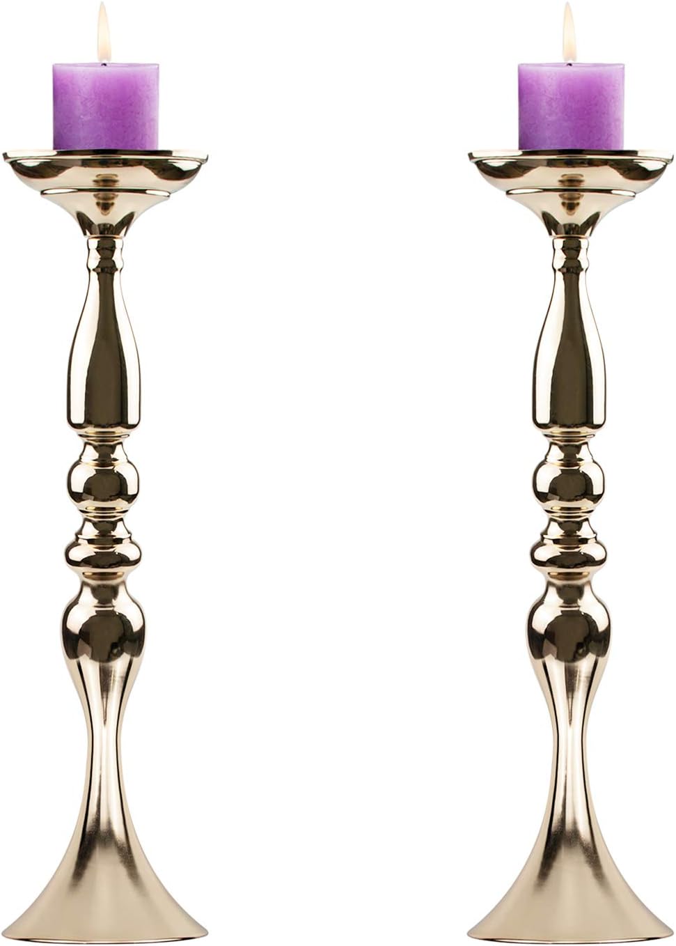 Tosnail 2 Pack 19.5" Tall Gold Candelabra Candle Holder Vase for Wedding Flowers Centerpiece: Home & Kitchen